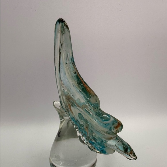 Butterfly Art Blown Glass Blue Swirl Paperweight /Figurine - Picture 4 of 12